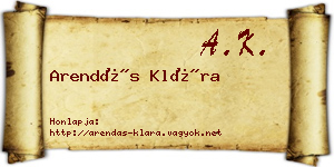 Arendás Klára névjegykártya